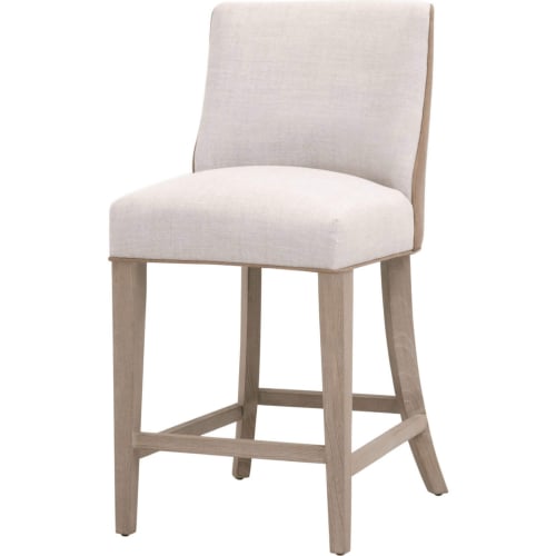 Duet Counter Stool in French Linen, Toast Vegan Leather & Natural Gray Wood